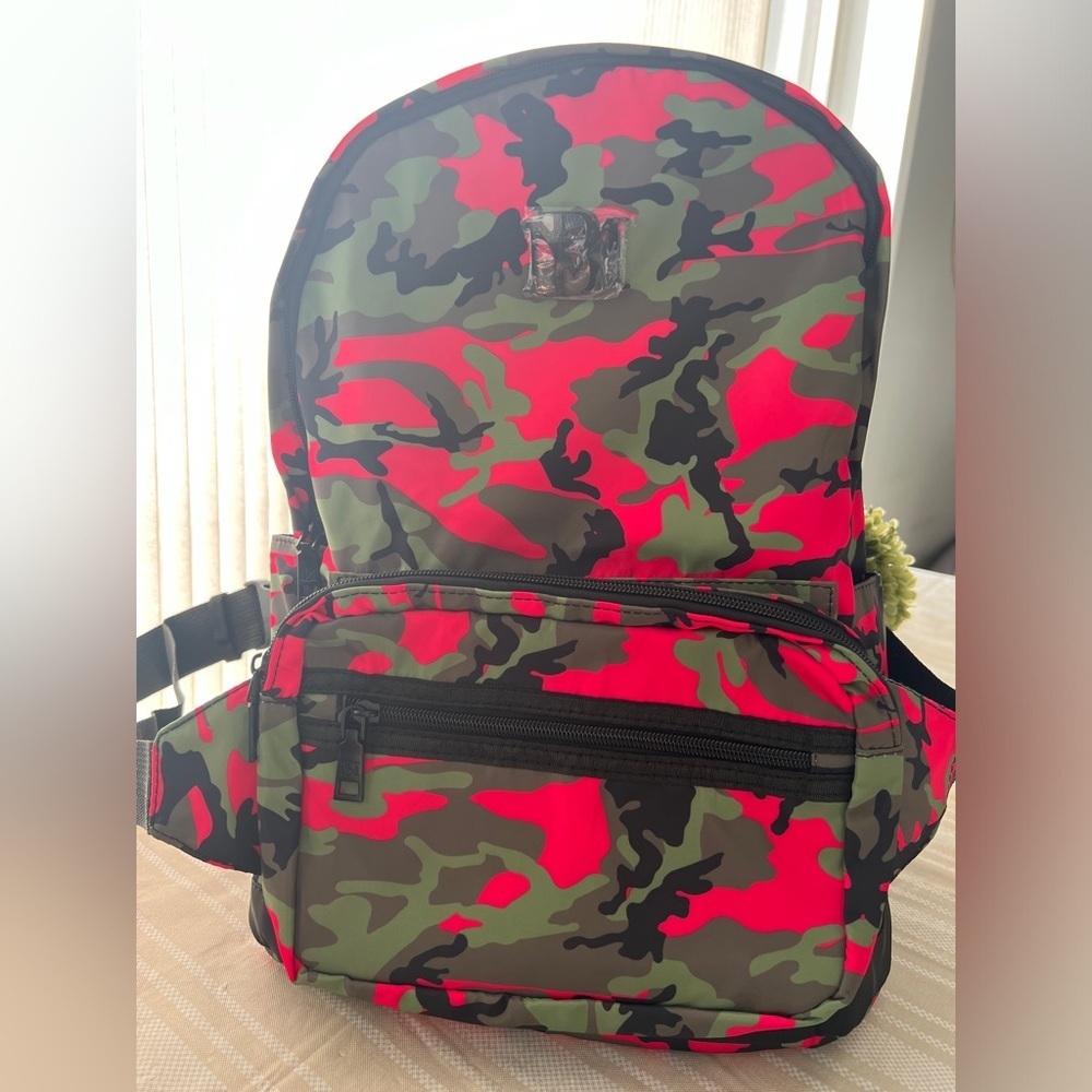 Badgley Mischka Pink Camo Nylon Backpack